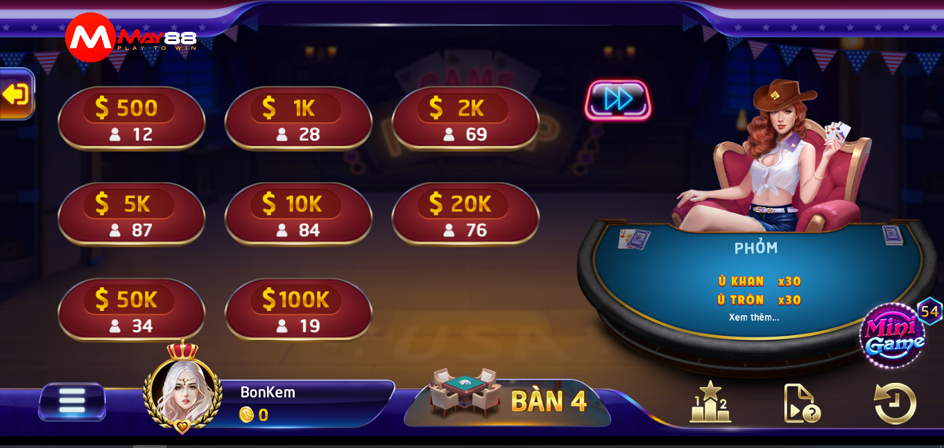 Phỏm tại May88 Club